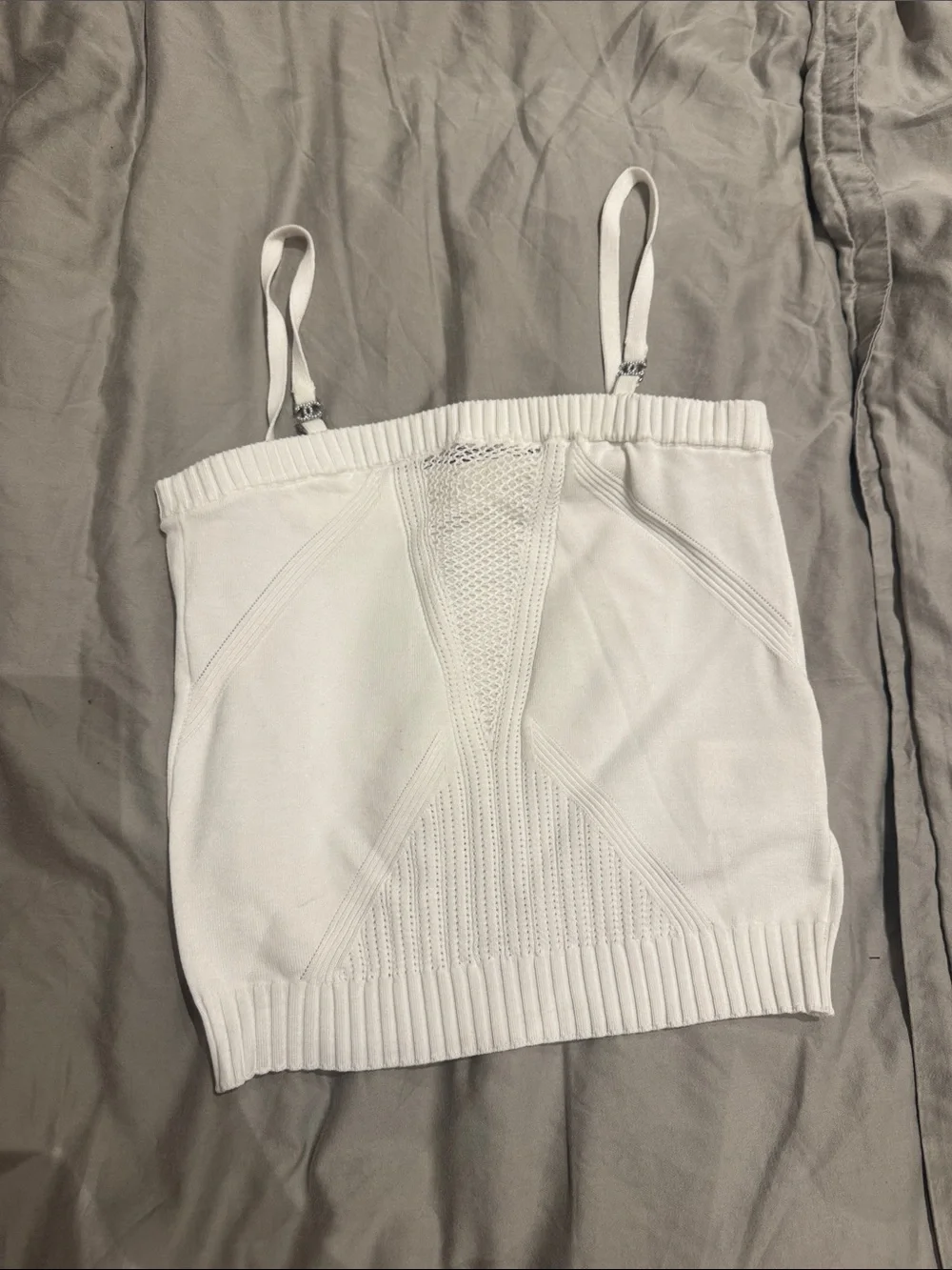 CHANEL White Knit Tank Top